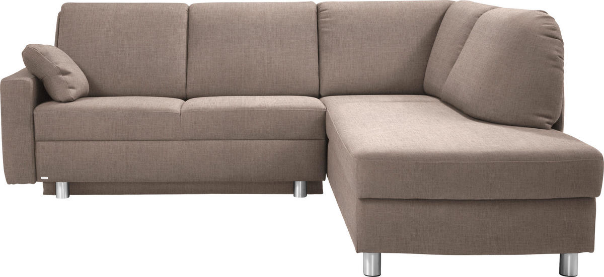 ECKSOFA in Chenille Hellbraun  226/208 cm  - Hellbraun/Alufarben, KONVENTIONELL, Textil/Metall (226/208cm) - Sedda