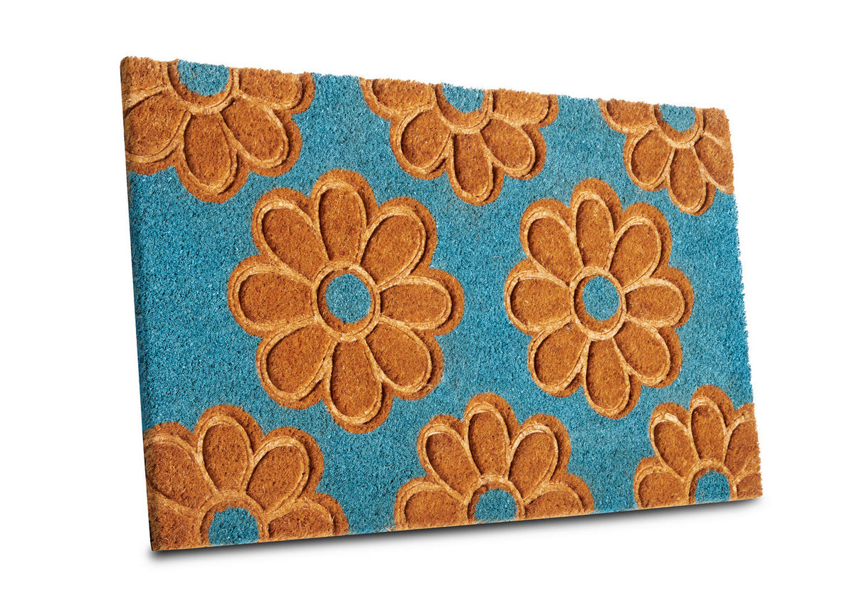 KOKOSMATTE  45/75 cm  Hellblau, Hellbraun  - Hellbraun/Hellblau, Basics, Naturmaterialien/Kunststoff (45/75cm)