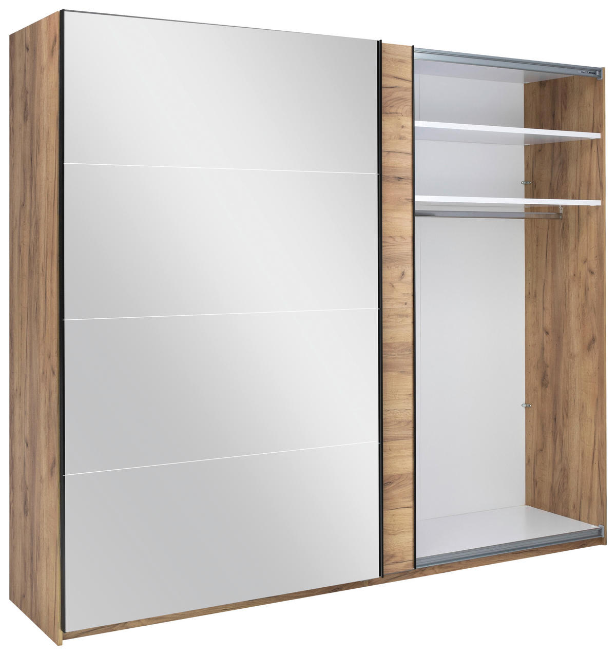 SCHIEBETÜRENSCHRANK 250/210/62 cm 2-türig Eichefarben  - Eichefarben/Schwarz, MODERN, Holzwerkstoff/Metall (250/210/62cm) - MID.YOU