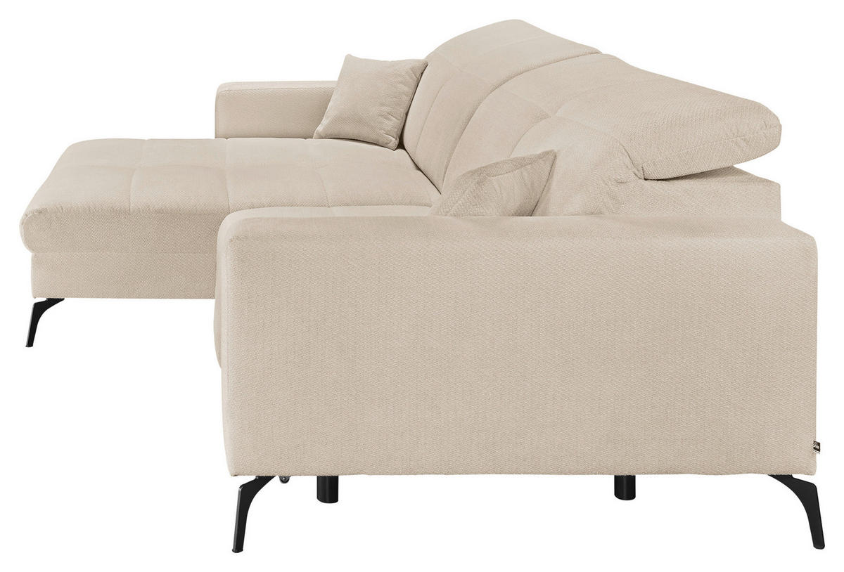 ECKSOFA Creme Webstoff  - Creme/Schwarz, KONVENTIONELL, Textil/Metall (180/285cm) - SetOne by Musterring