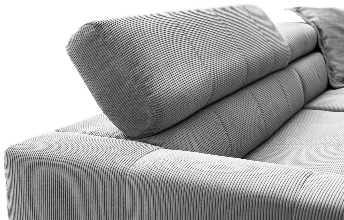 ECKSOFA in Cord Grau  - Schwarz/Grau, Konventionell, Textil/Metall (311/219cm) - Hom`in