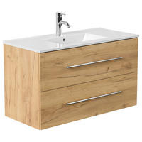 WASCHTISCHKOMBI 101 cm  - Eichefarben/Weiß, Basics, Keramik/Holzwerkstoff (101cm) - MID.YOU