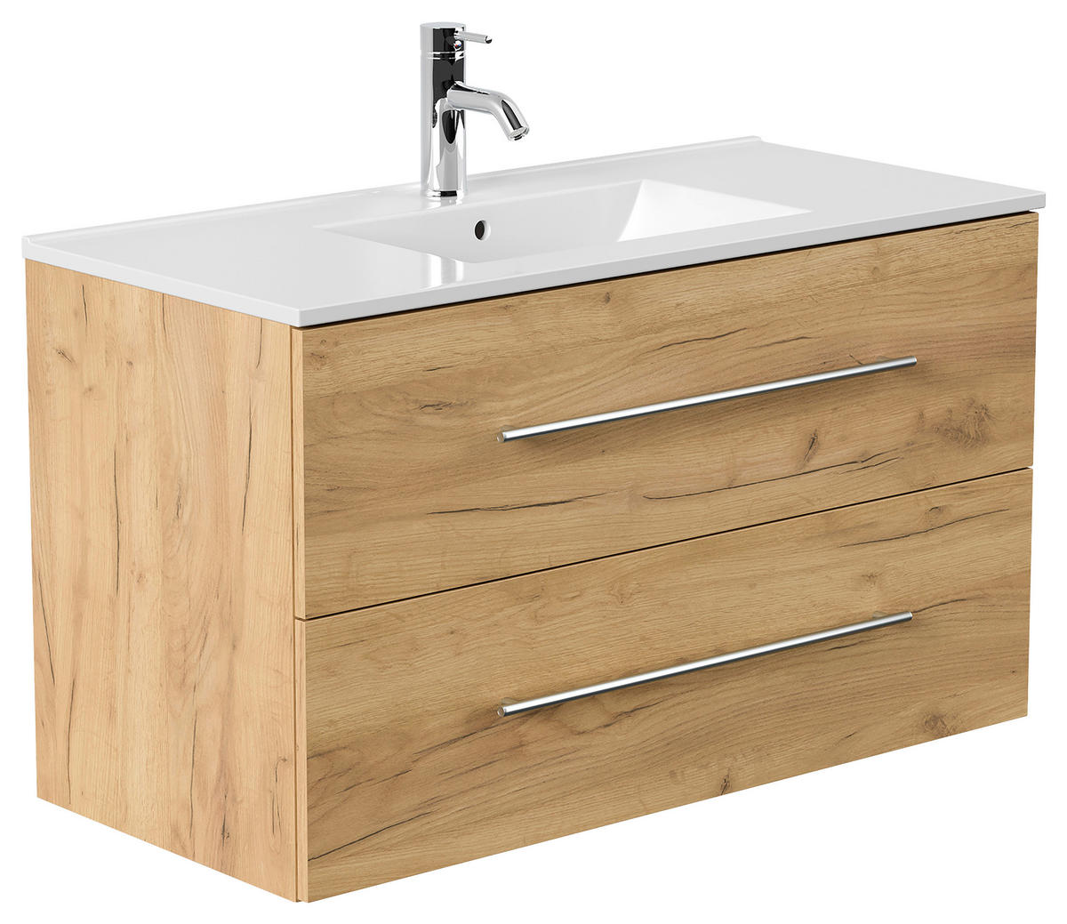 WASCHTISCHKOMBI 101 cm  - Eichefarben/Weiß, Basics, Keramik/Holzwerkstoff (101cm) - MID.YOU