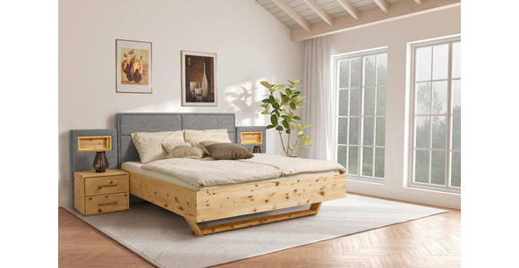 BETT 160/200 cm in Zirbelkieferfarben, Beige - Zirbelkieferfarben/Beige, Natur, Holz/Textil (160/200cm) - Valnatura