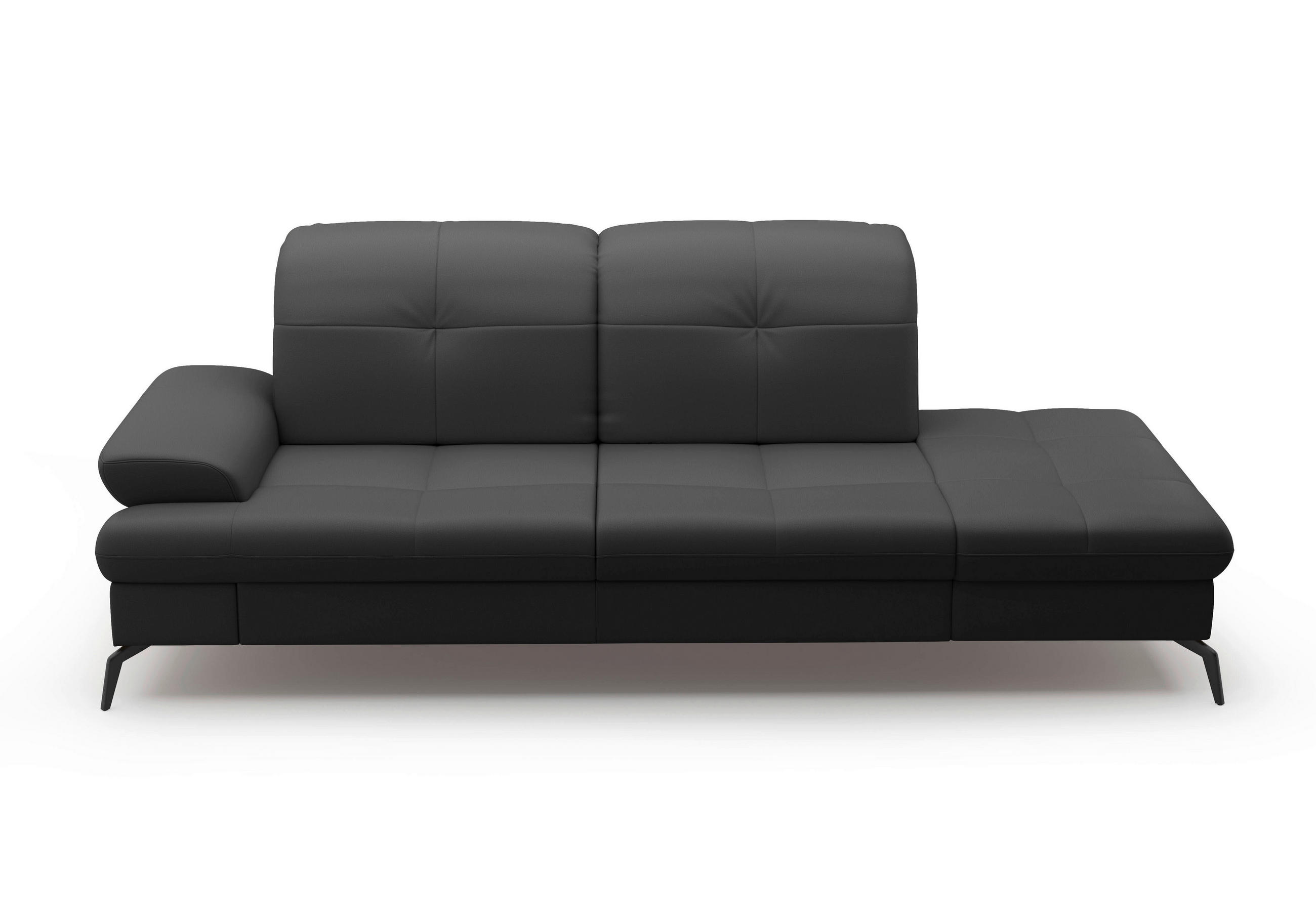 RÉCAMIERE Schwarz Echtleder  - Schwarz, KONVENTIONELL, Leder/Metall (231/90/122cm) - Sit & More