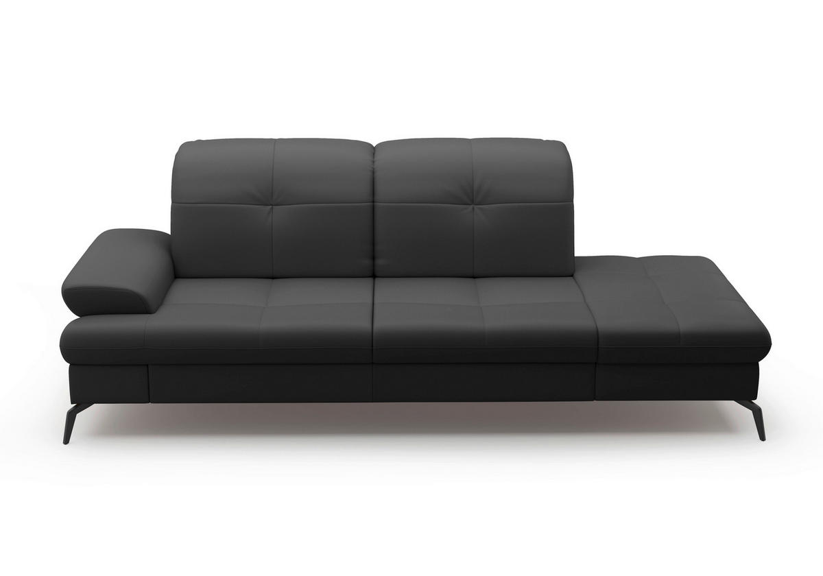 RÉCAMIERE in Echtleder Schwarz  - Schwarz, Konventionell, Leder/Metall (231/90/122cm) - Sit & More