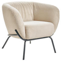 COCKTAILSESSEL Cord Creme, Naturfarben    - Creme/Schwarz, Design, Textil/Metall (79/71/74cm)