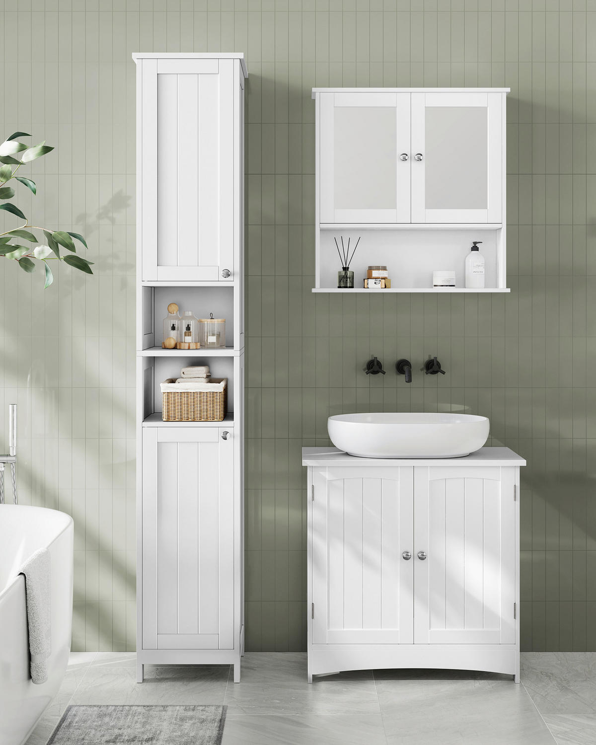 HOCHSCHRANK 30/170/30 cm  - Silberfarben/Weiß, MODERN, Holzwerkstoff/Metall (30/170/30cm) - MID.YOU