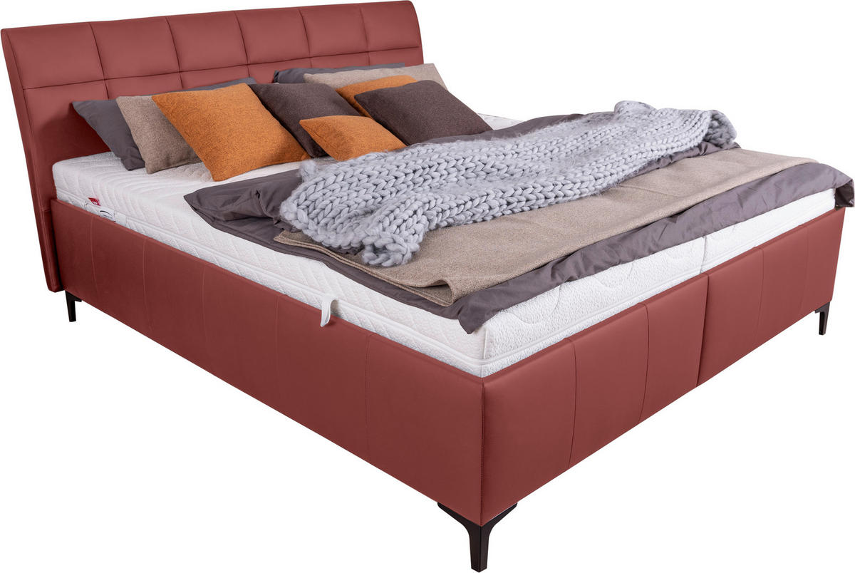 POLSTERBETT 180/200 cm  in Rot  - Weiss/Rot, Konventionell, Leder/Holz (180/200cm) - Ada Austria