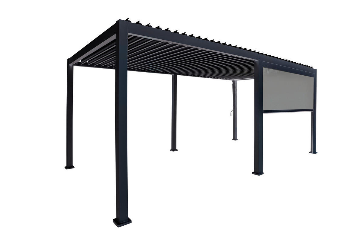 PERGOLA-ROLLO - Anthrazit/Grau, Modern, Textil/Metall (400/250/10cm) - Gardenson