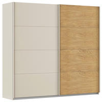 OMARA Z DRSNIMI VRATI, barve hrasta, barve šampanjca  - barve šampanjca/barve hrasta, Design, kovina/leseni material (226/210/62cm) - Hom`in