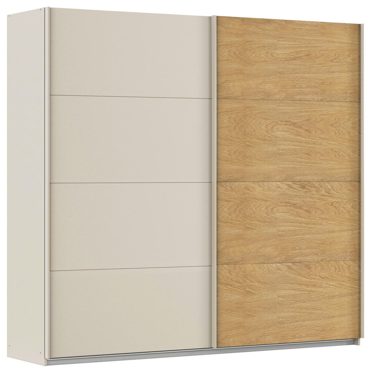 OMARA Z DRSNIMI VRATI, barve hrasta, barve šampanjca  - barve šampanjca/barve hrasta, Design, kovina/leseni material (226/210/62cm) - Hom`in