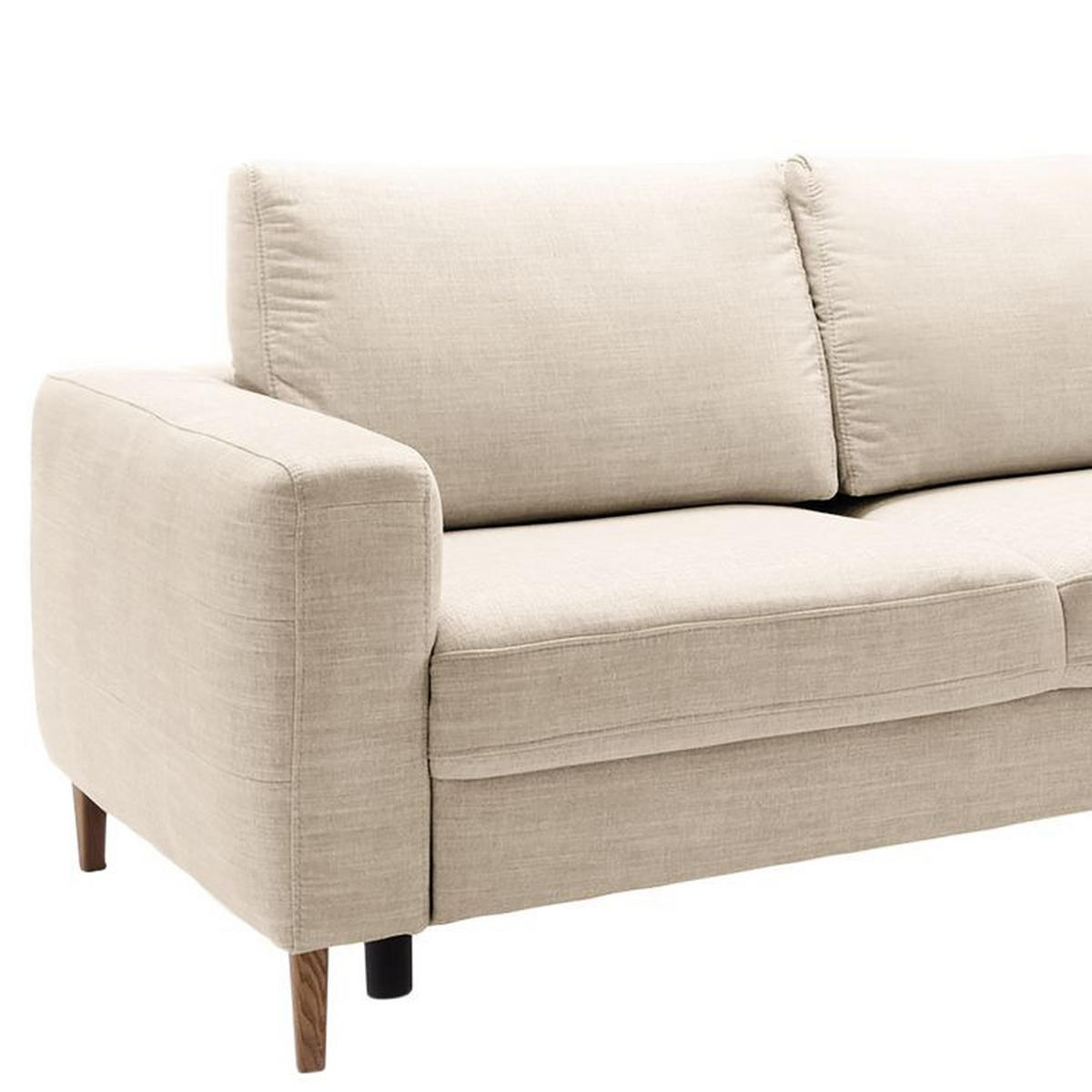 ECKSOFA in Webstoff Silberfarben  - Eschefarben/Silberfarben, Modern, Holz/Textil (260/90/204cm) - Trendmanufaktur