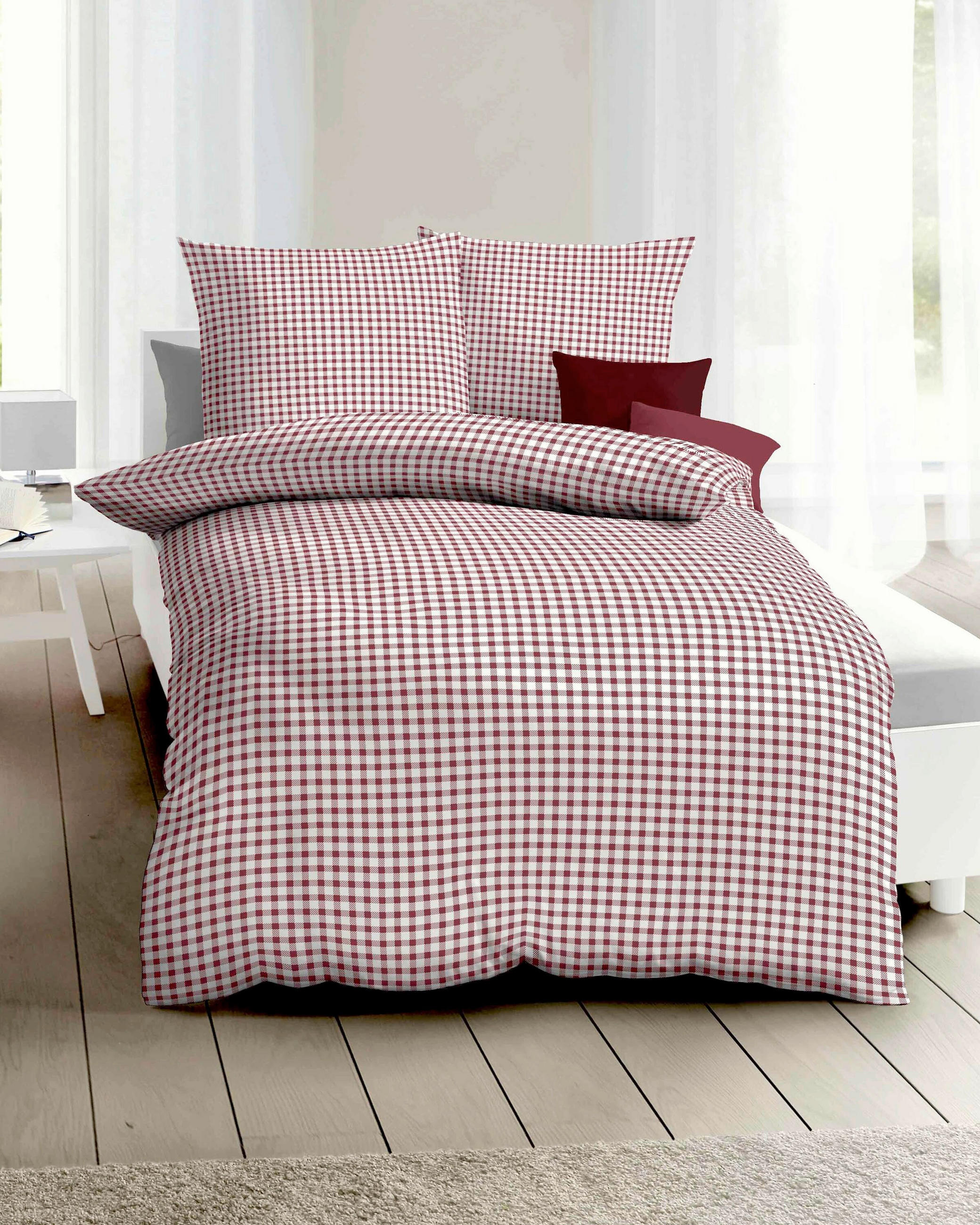 POSTELJNINA Vichy Karo 140/200 cm bombažni flanel rdeča  - rdeča, Konvencionalno, tekstil (140/200cm) - Kaeppel