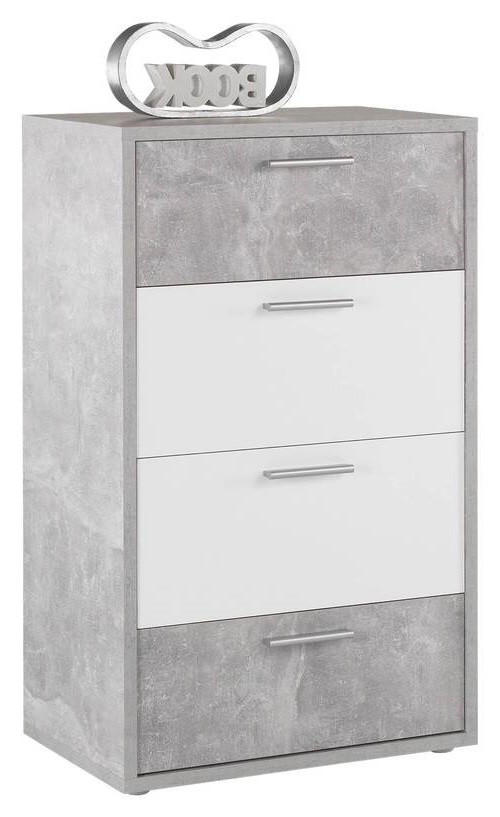 KOMODA, sivá, biela, 63/106/37 cm - sivá/biela, Basics, kompozitné drevo/plast (63/106/37cm)