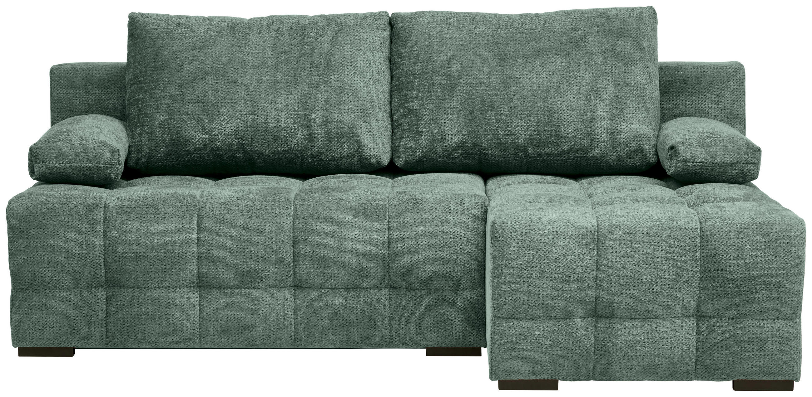 ECKSOFA  in Chenille Dunkelgrün  - Dunkelgrün/Schwarz, MODERN, Kunststoff/Textil (204/145cm) - home24