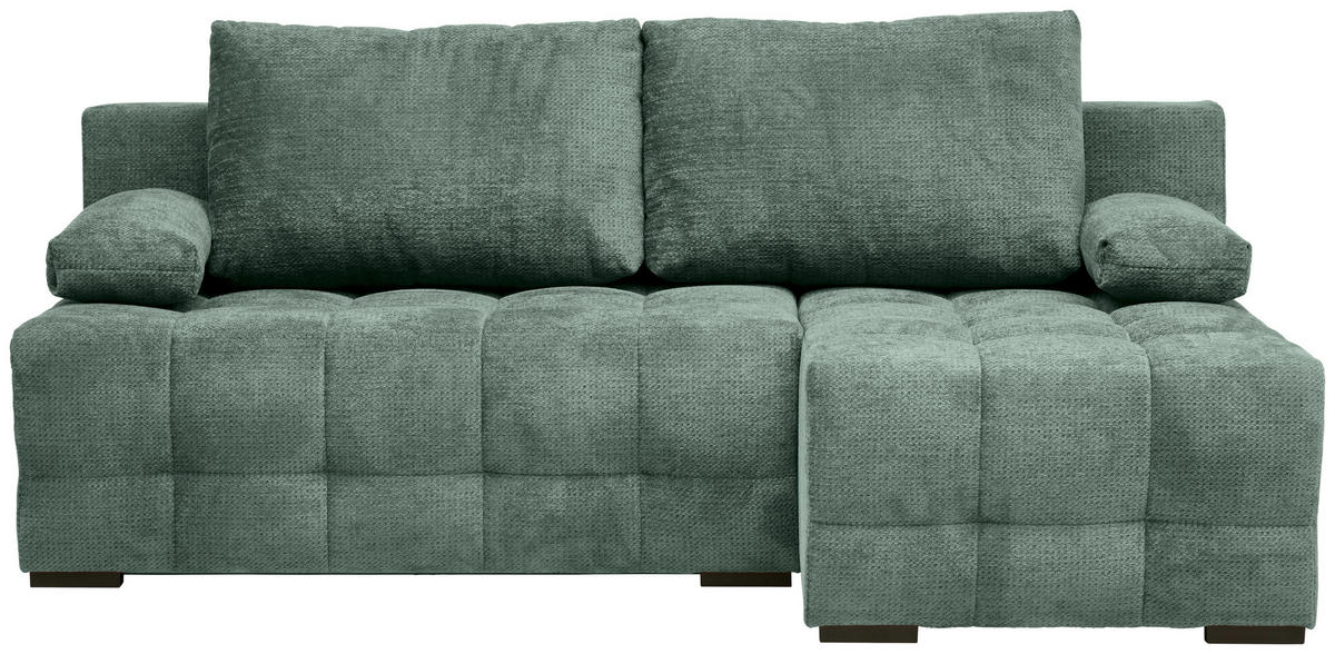 ECKSOFA Dunkelgrün Chenille  - Dunkelgrün/Schwarz, MODERN, Kunststoff/Textil (204/145cm) - home24