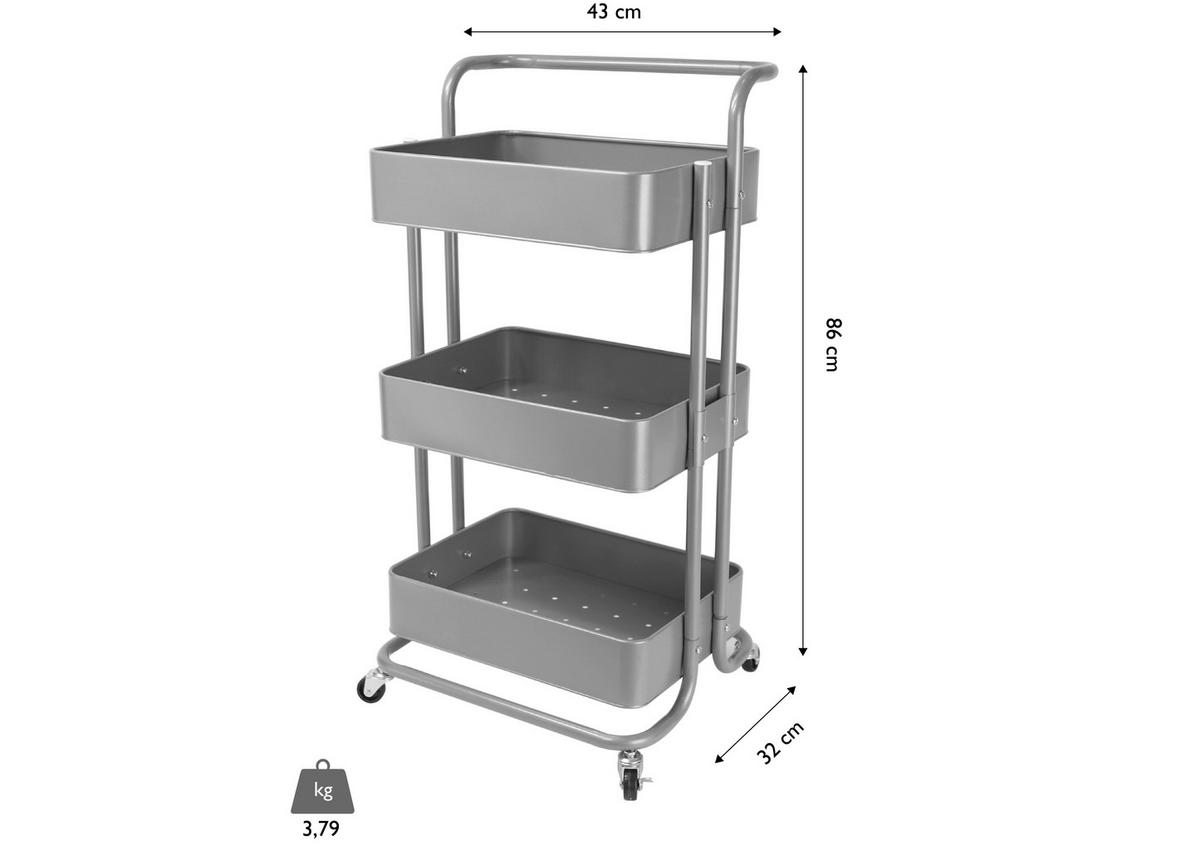 SERVERINGSVAGN i silver  - silver/silvereksfärgad, Basics, metall (43/32/86cm) - Echtwerk