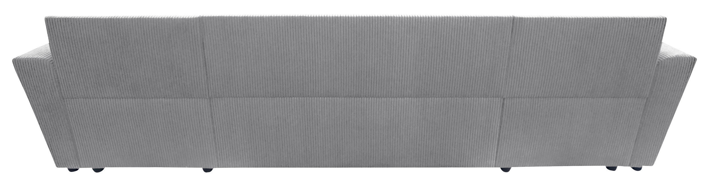 WOHNLANDSCHAFT Hellgrau Cord  - Hellgrau/Schwarz, Design, Kunststoff/Textil (155/294/155cm) - MID.YOU