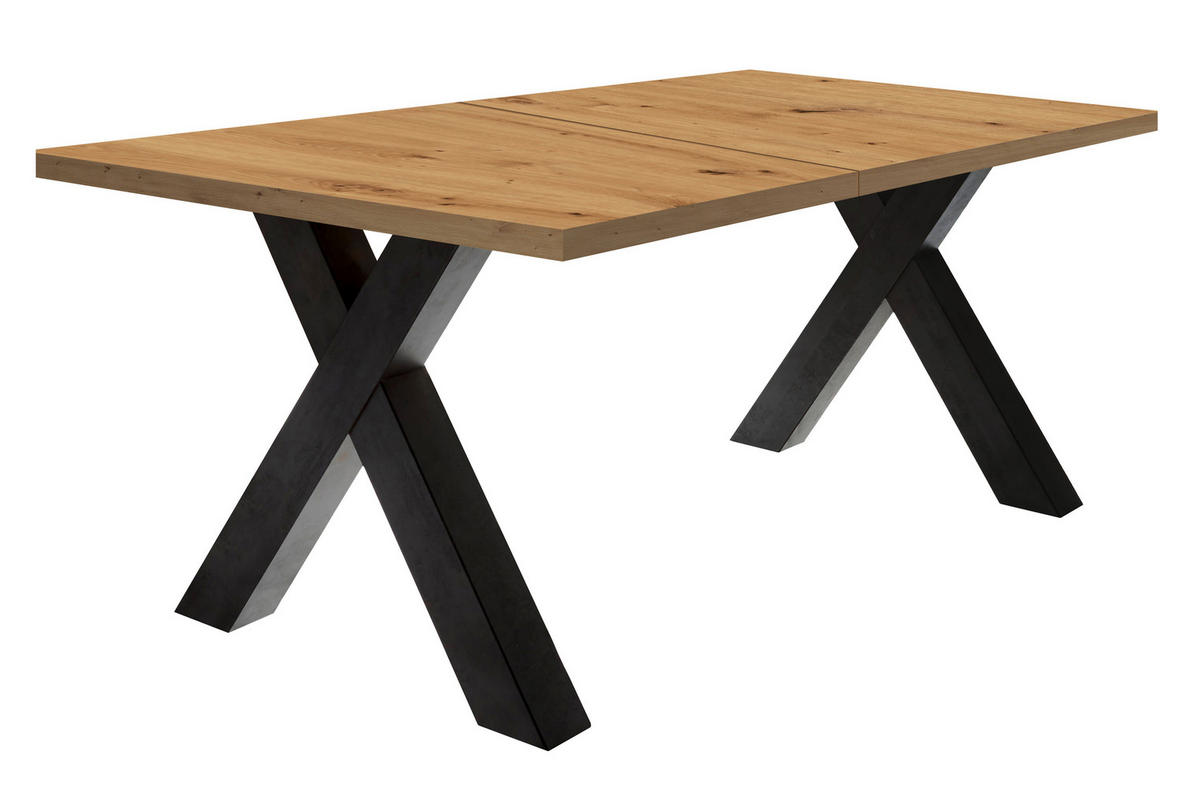 ESSTISCH Schwarz, Eiche Artisan rechteckig  ausziehbar, in verschiedenen Holzdekoren erhältlich  - Schwarz/Eiche Artisan, KONVENTIONELL, Holzwerkstoff (160-210/90/75cm) - Hom`in