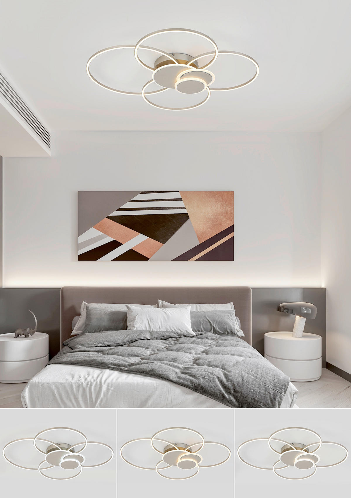 STROPNÉ LED SVIETIDLO, 90,5/81/9,5 cm - biela/šampanská, Design, kov/plast (90,5/81/9,5cm) - Novel