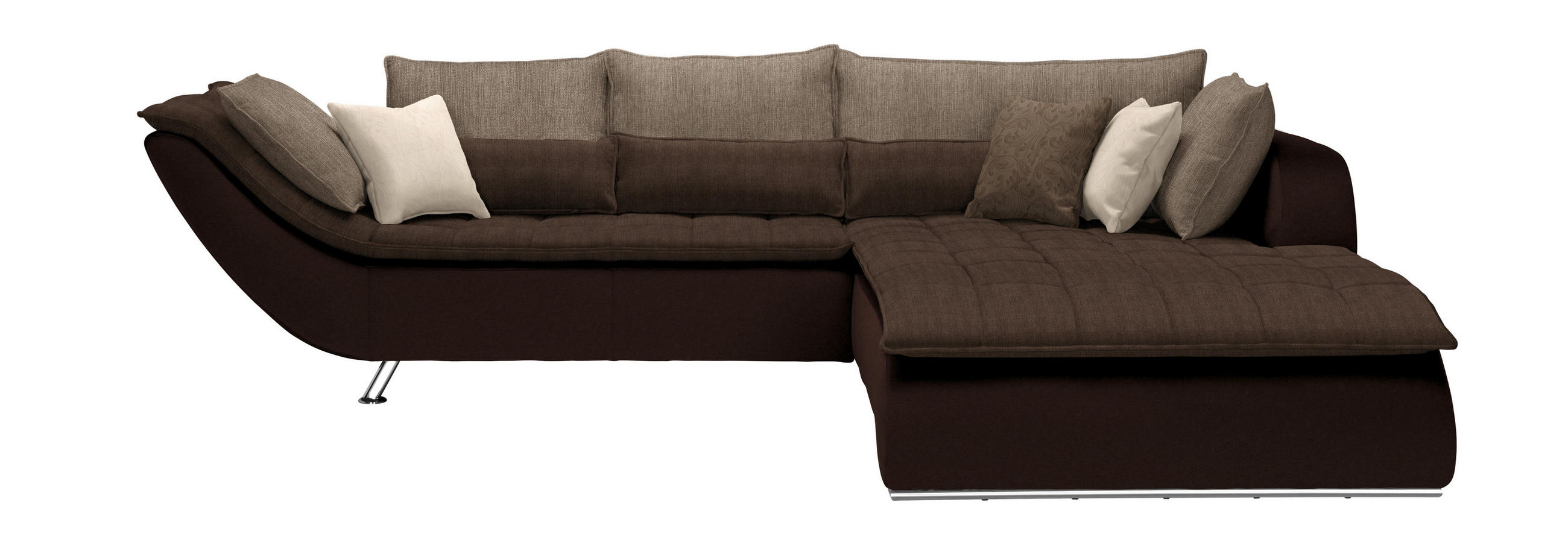 SOFFA i textil mörkbrun, ljusbrun  - kromfärg/ljusbrun, Design, metall/textil (300/220cm) - Livetastic
