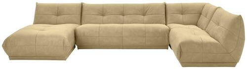 WOHNLANDSCHAFT in Lederlook Beige  - Beige, Trend, Textil (185/390/210cm) - Livetastic