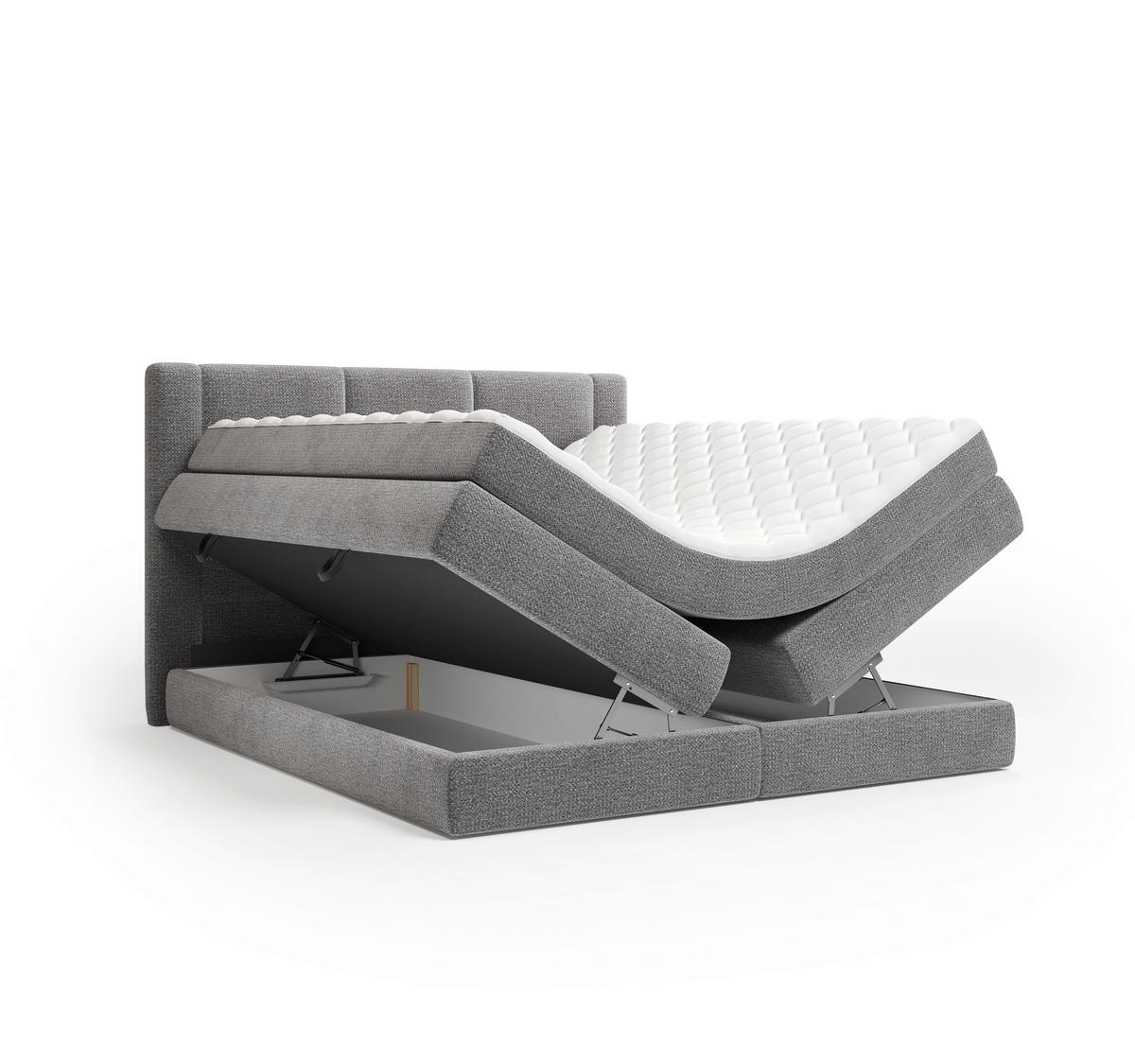 BOXSPRINGBETT 180/200 cm,  in Graphitfarben, gepolstertes Kopfteil, Bettkasten, Topper, Wendematratze mit unterschiedlichen Härtegraden, H2 + H3 = mittel + fest  - Schwarz/Graphitfarben, Design, Kunststoff/Textil (180/200cm) - Esposa