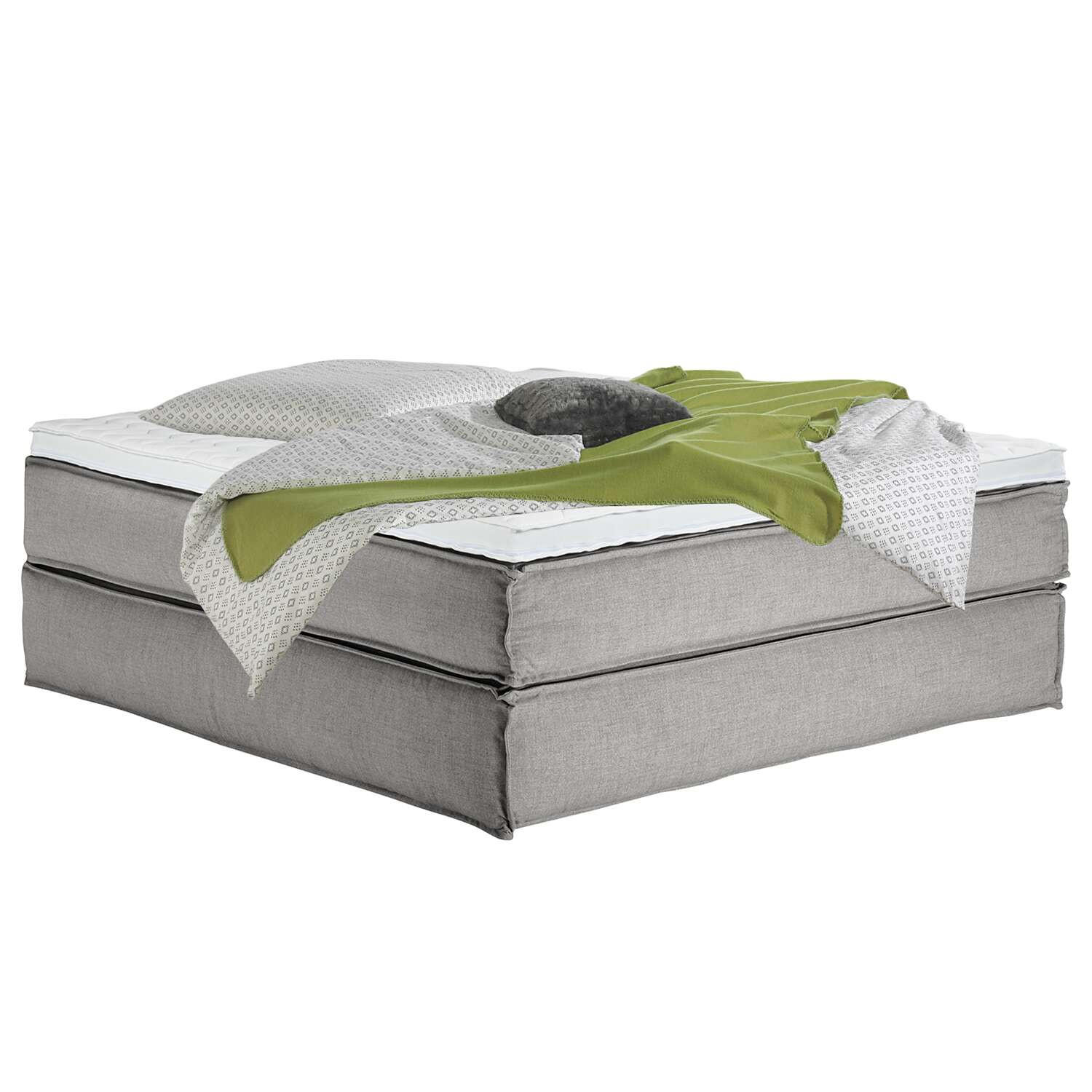 BOXSPRINGBETT 200/220 cm  in Hellgrau  - Hellgrau/Schwarz, Design, Textil (200/220cm) - home24