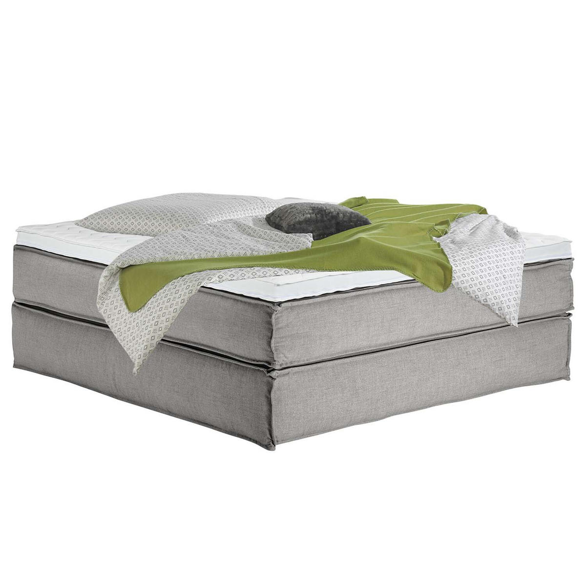 BOXSPRINGBETT 200/220 cm  in Hellgrau  - Hellgrau/Schwarz, Design, Textil (200/220cm) - home24