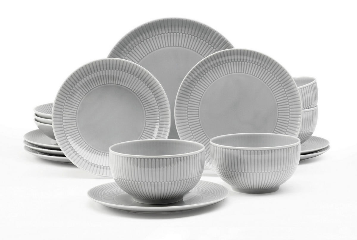 KOMBISERVICE Hellgrau Amina 16-teilig 4 Personen  - Hellgrau, KONVENTIONELL, Keramik - Seltmann Weiden