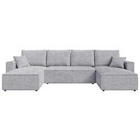 WOHNLANDSCHAFT Hellgrau Cord  - Hellgrau/Schwarz, KONVENTIONELL, Kunststoff/Textil (140/305/140cm) - Carryhome