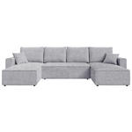 WOHNLANDSCHAFT  in Cord Hellgrau  - Hellgrau/Schwarz, KONVENTIONELL, Kunststoff/Textil (140/305/140cm) - Carryhome