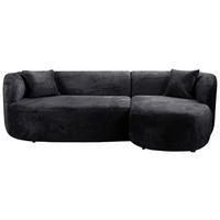 ECKSOFA in Bouclé Schwarz  - Schwarz, Design, Kunststoff/Textil (264/143cm) - MID.YOU