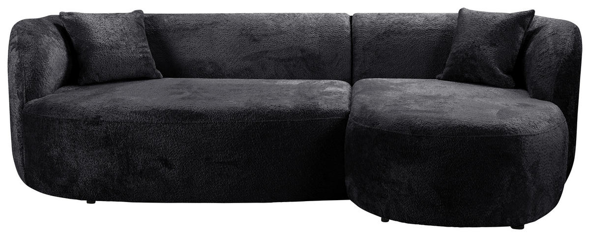 ECKSOFA in Bouclé Schwarz  - Schwarz, Design, Kunststoff/Textil (264/143cm) - MID.YOU