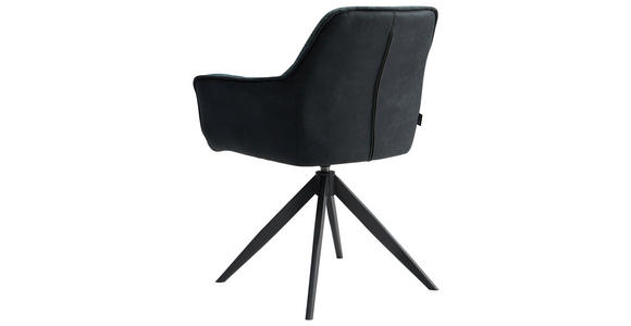 ARMLEHNSTUHL in Eisen Webstoff - Blau/Schwarz, Design, Textil/Metall (61.5/83.5/63cm) - Novel