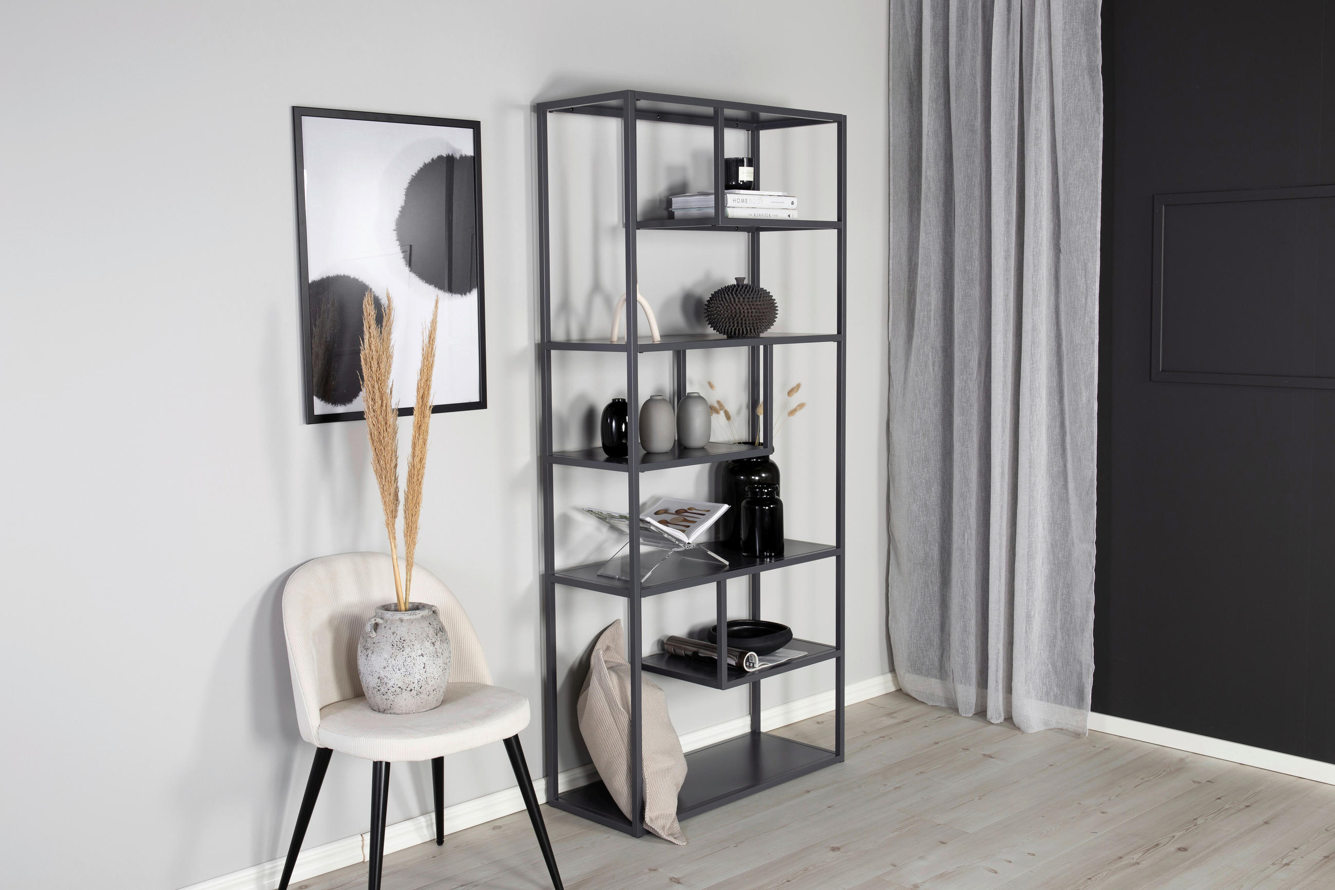 BÜCHERWAND Hellgrau  - Hellgrau, Design, Metall (85/188/35cm) - Livetastic