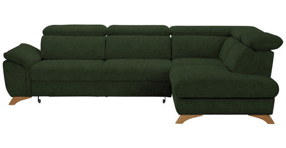 ECKSOFA MERCURY Olivgrün Flachgewebe - Eichefarben/Olivgrün, MODERN, Holz/Textil (287/212cm) - Valnatura