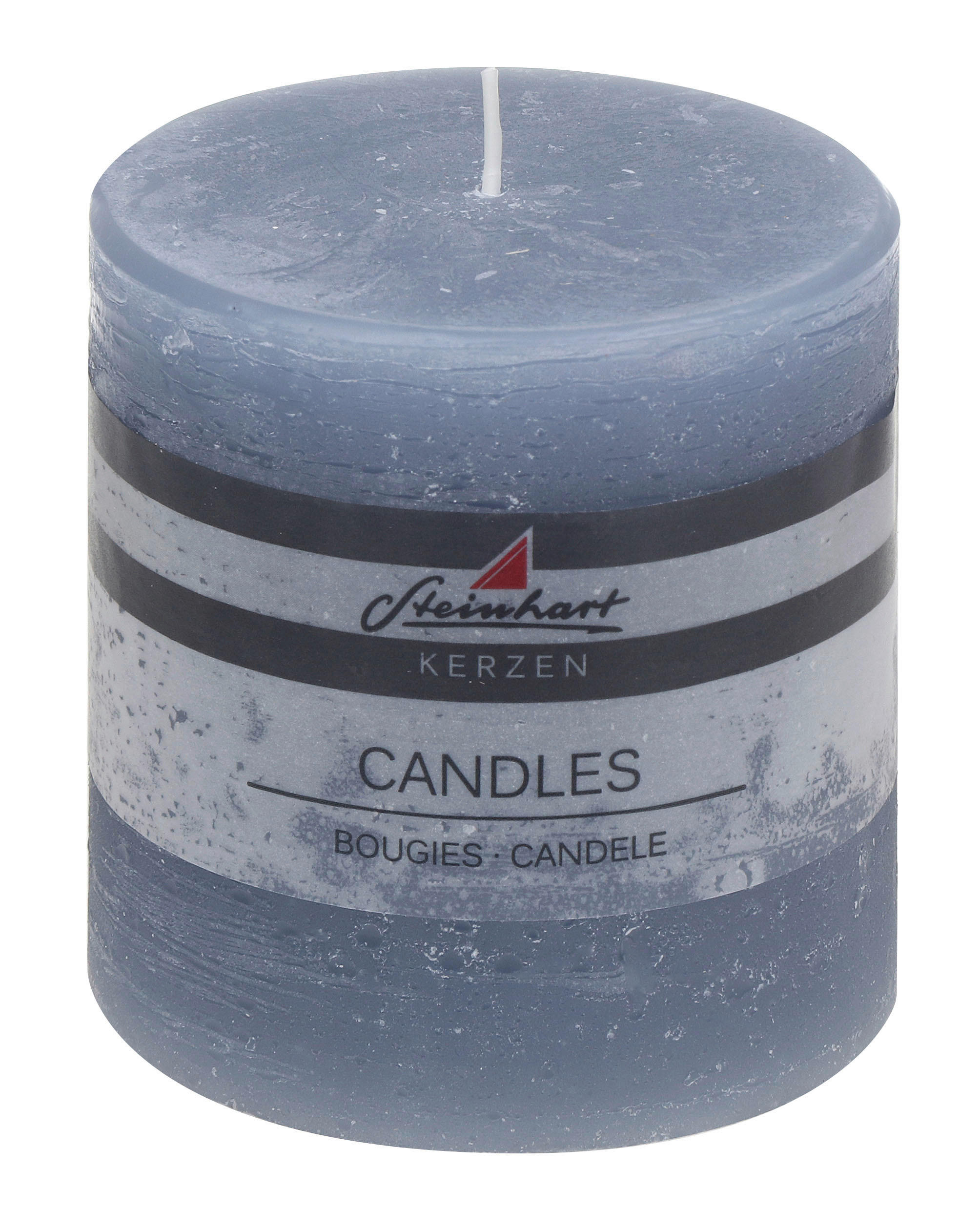 STUMPENKERZE  - Blau, Basics, Naturmaterialien (9,8/10,0cm) - Steinhart