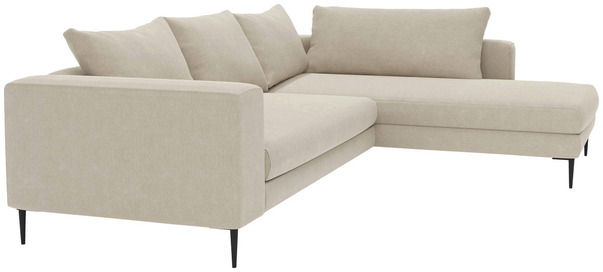 ECKSOFA in Struktur Beige  295/210 cm  - Beige/Schwarz, MODERN, Textil/Metall (295/210cm) - Trendmanufaktur
