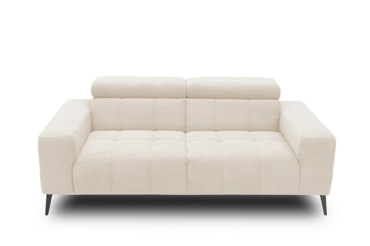 2-SITZER-SOFA TRENTO Mikrofaser Creme  - Dunkelgrau/Creme, MODERN, Textil/Metall (208/79/104cm) - MID.YOU