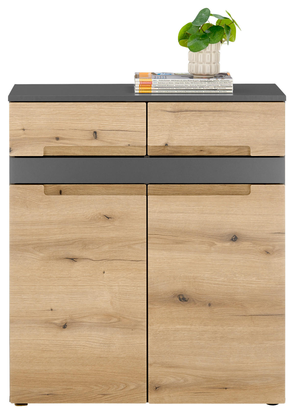 Schuhschrank Petra Anthrazit, Eichefarben  - Eichefarben/Anthrazit, Design, Holzwerkstoff/Kunststoff (80/91/38cm) - Livetastic