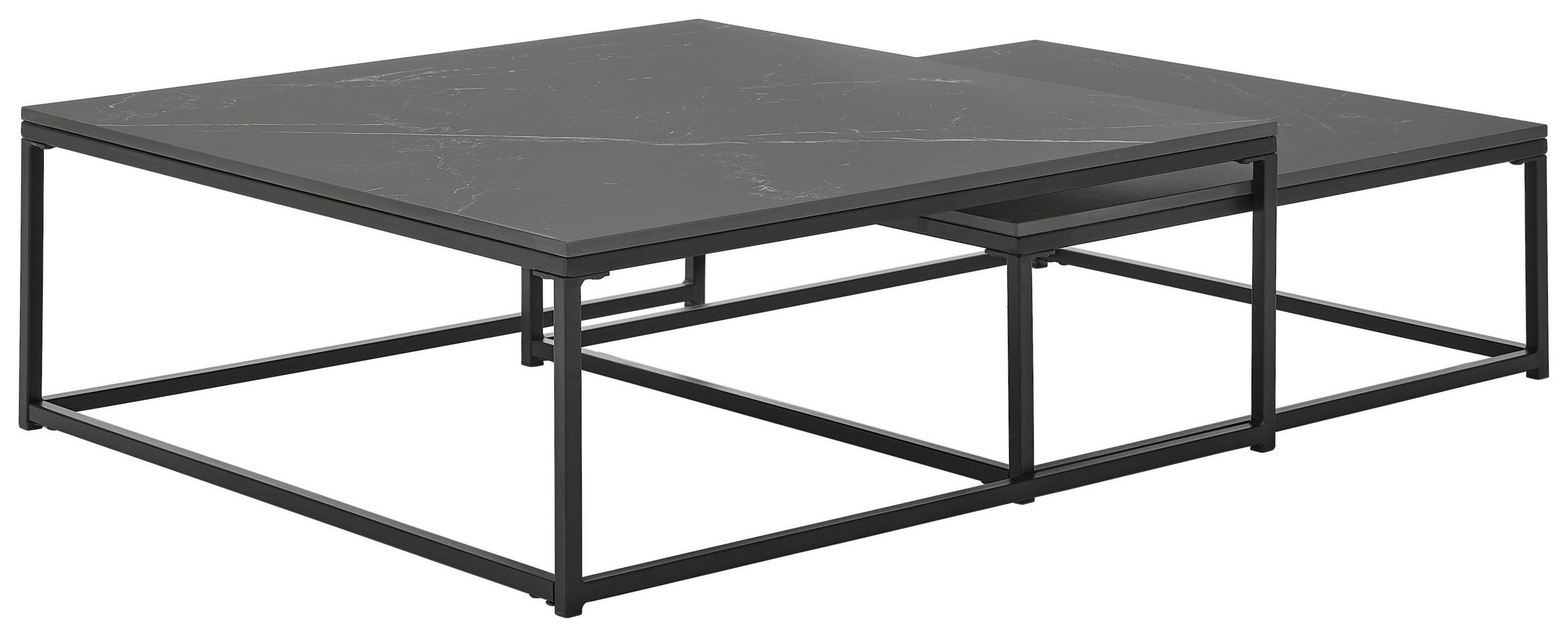 COUCHTISCHSET 75/65/27/22/75/65 cm quadratisch Schwarz  - Schwarz, Design, Keramik/Metall (75/65/27/22/75/65cm) - Livetastic
