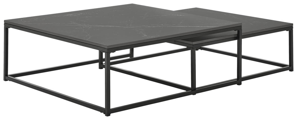 COUCHTISCHSET 75/65/27/22/75/65 cm quadratisch Schwarz  - Schwarz, Design, Keramik/Metall (75/65/27/22/75/65cm) - Livetastic