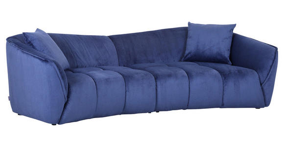 BIGSOFA Plüsch Blau  - Blau/Schwarz, KONVENTIONELL, Kunststoff/Textil (250/75/107cm) - Carryhome