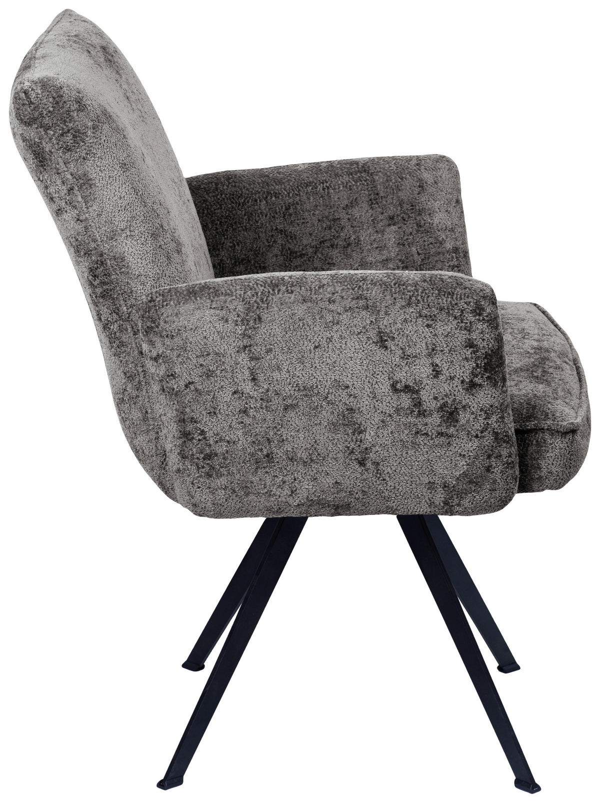 ARMLEHNSTUHL  in Eisen Teddystoff  - Schwarz/Braun, Design, Textil/Metall (64/87/71cm) - Welnova