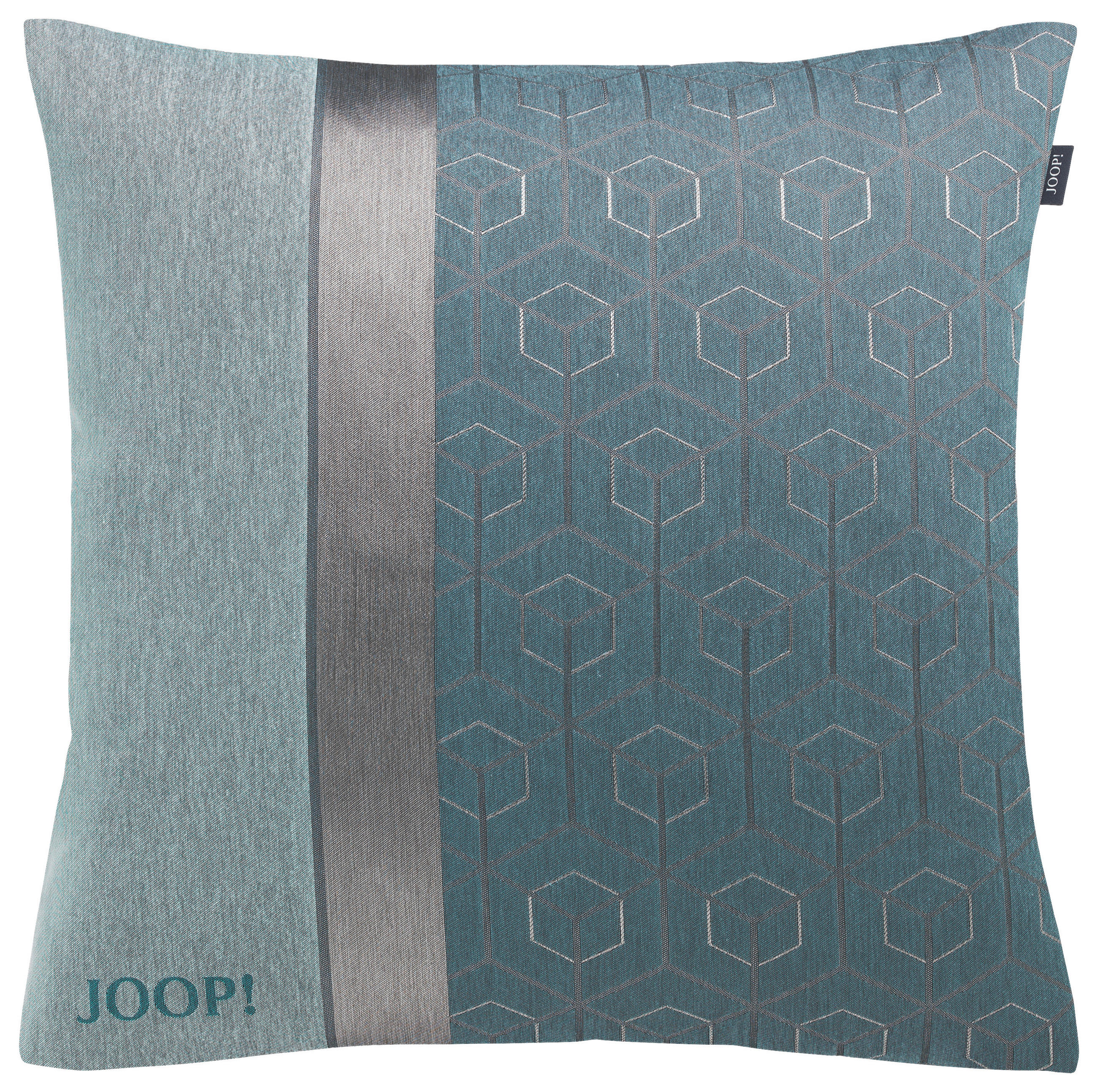 KISSENBEZUG METRIC 50/50 cm  - Silberfarben/Petrol, KONVENTIONELL, Textil (50/50cm) - Joop!