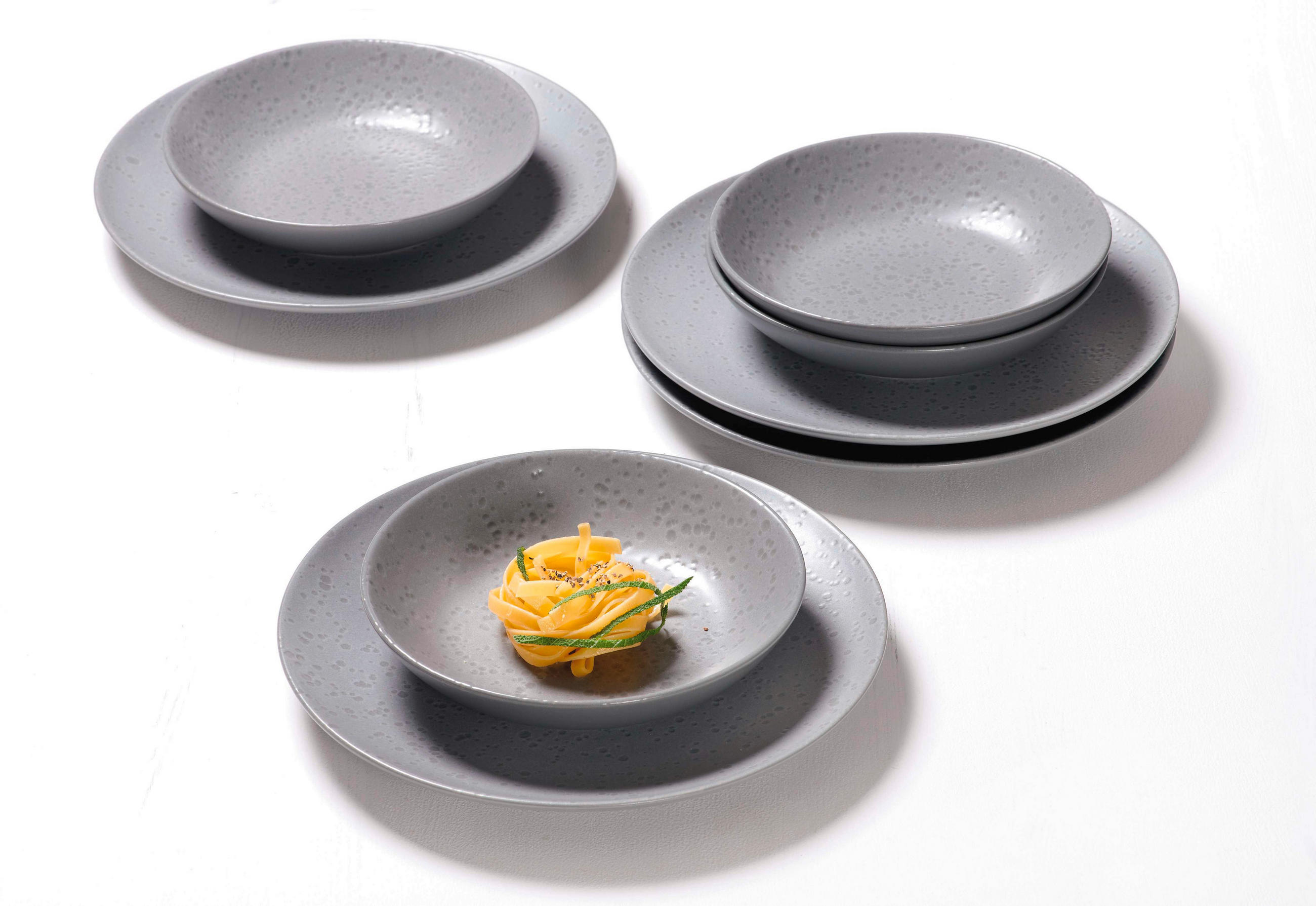 TAFELSERVICE Grau 8-teilig KITWE  - Grau, Trend, Keramik (29/17/29cm) - Ritzenhoff Breker