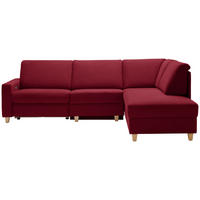 ECKSOFA in Flachgewebe Rot  261/203 cm  - Eichefarben/Rot, KONVENTIONELL, Holz/Textil (261/203cm) - Sedda