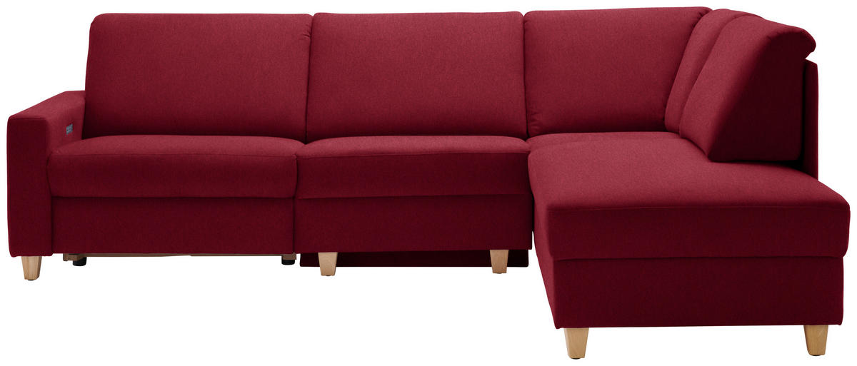 ECKSOFA in Flachgewebe Rot  261/203 cm  - Eichefarben/Rot, KONVENTIONELL, Holz/Textil (261/203cm) - Sedda